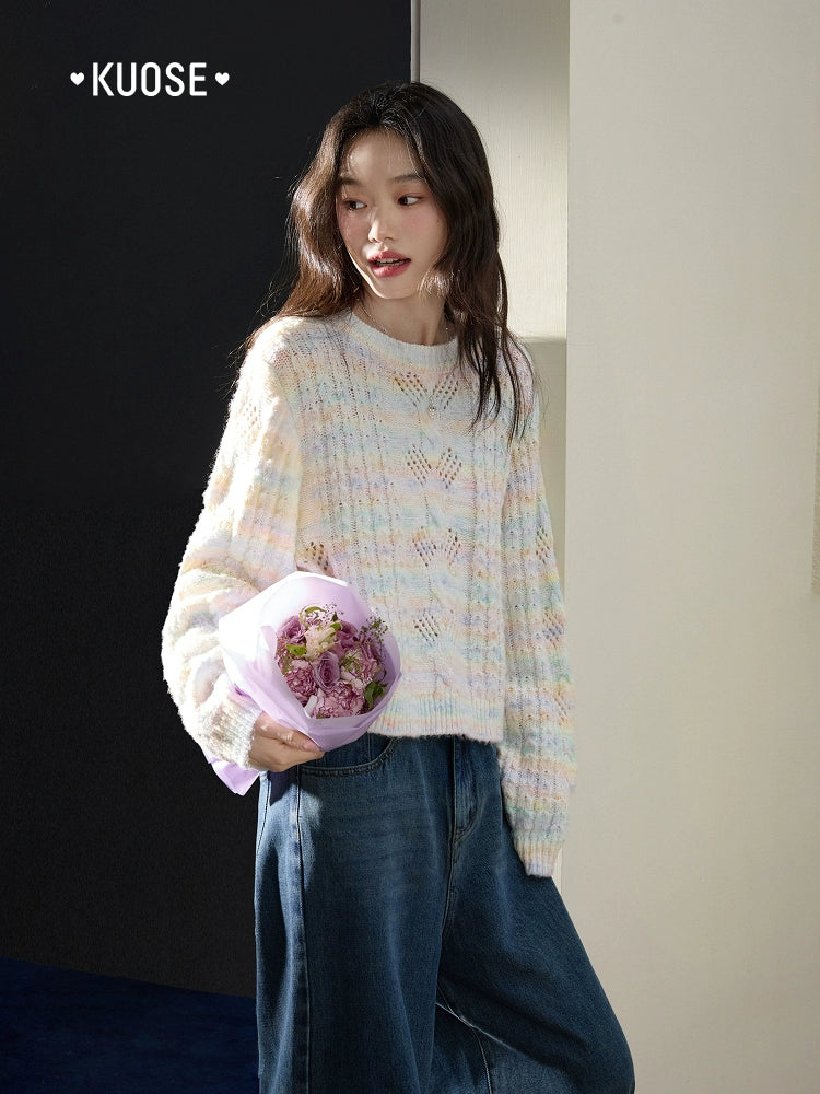 Kuose Gradual Change Loose Knitted Sweater