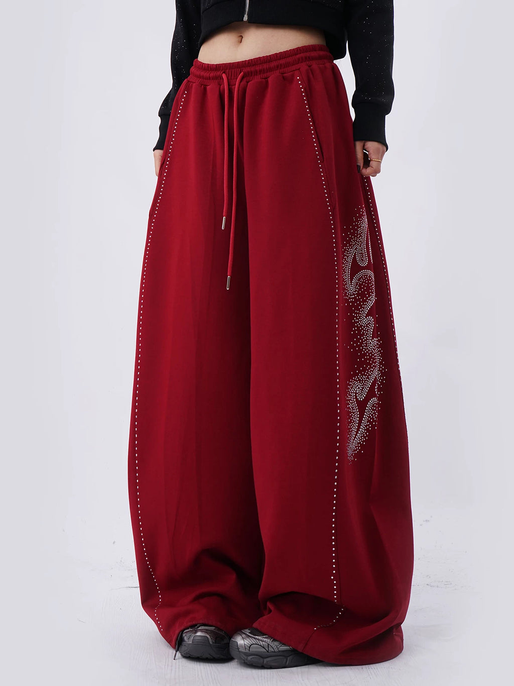 SAMUSAN Fine Flash Hot Diamond Loose Wide-leg Pants