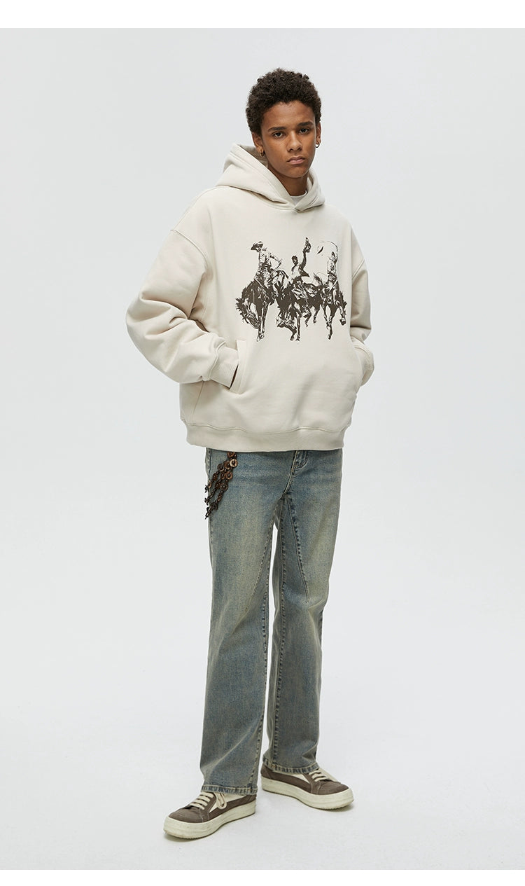 KREATE Drape Vintage Print Hooded Sweater