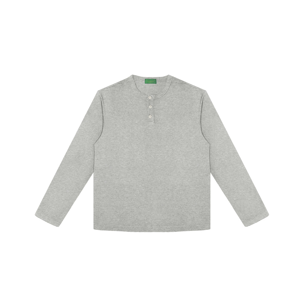 NO LOGO Waffle Henry Collar Slim Bottom Long Sleeve