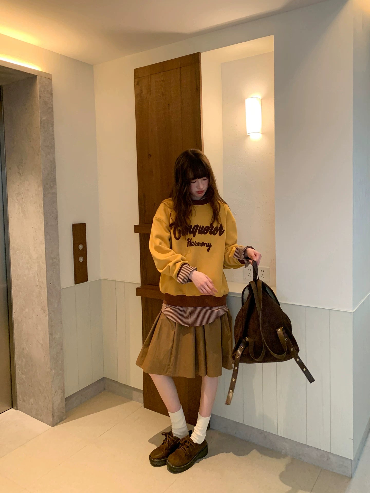 Kano Towel Embroidered Contrasting Letter Fleece Sweater