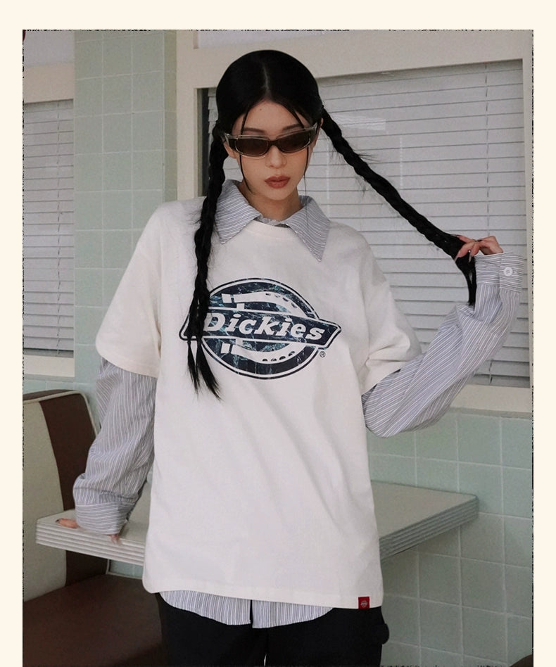 Dickies Marble Texture Large LOGO Printing Loose Tee