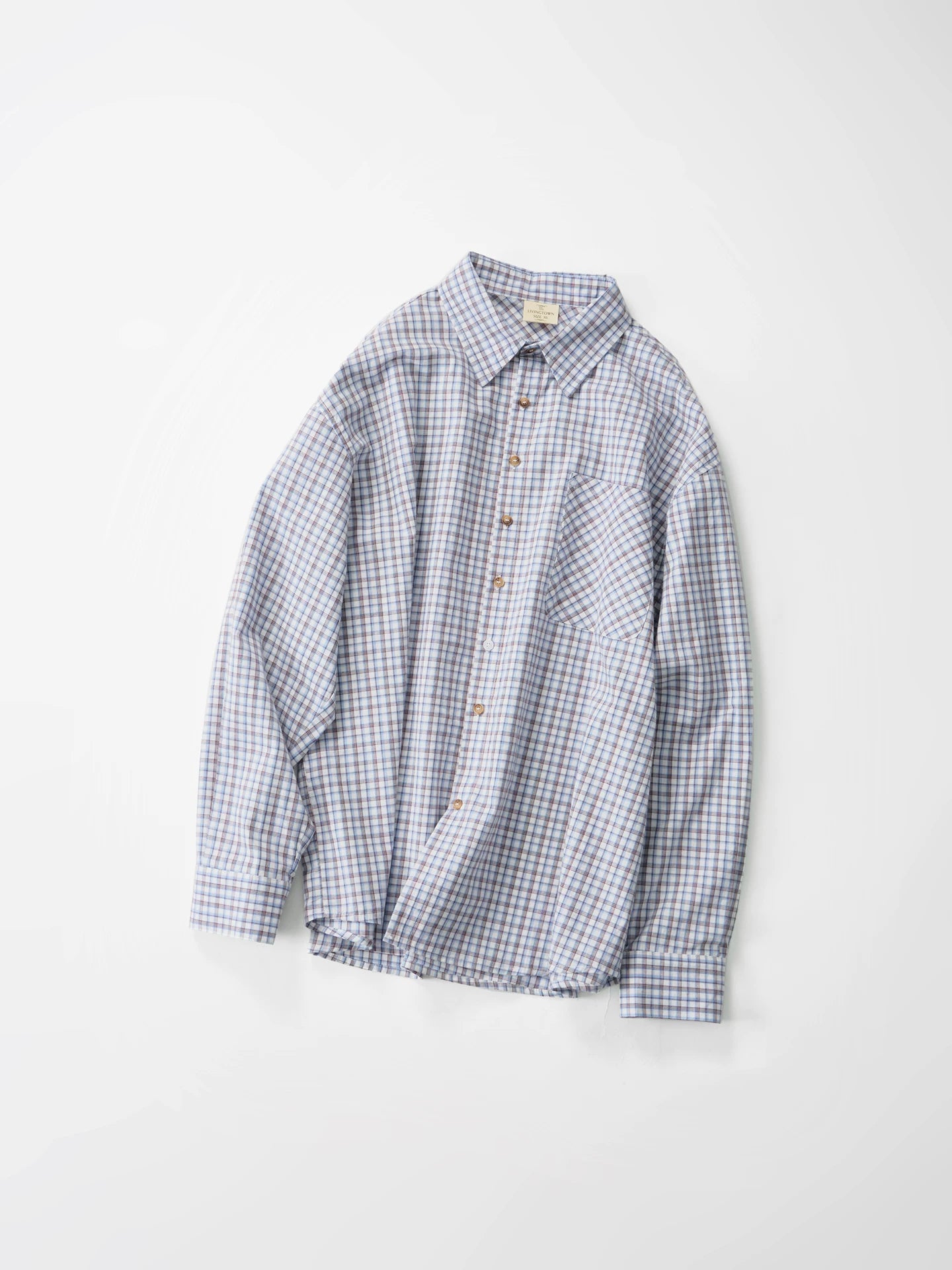 LIVINGTOWN Vintage Versatile Contrast Fine Checkered Shirt