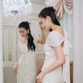 J TheChosen Sequined Streamer Stitching Bow Slim Dress