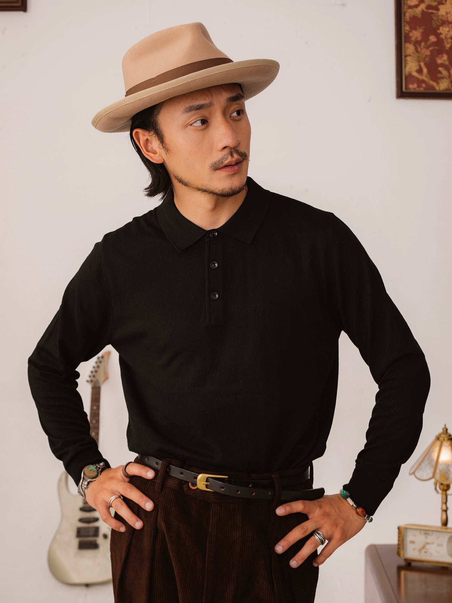 SOARIN Casual Slim-fit Lapel Sweater Bottoming Shirt