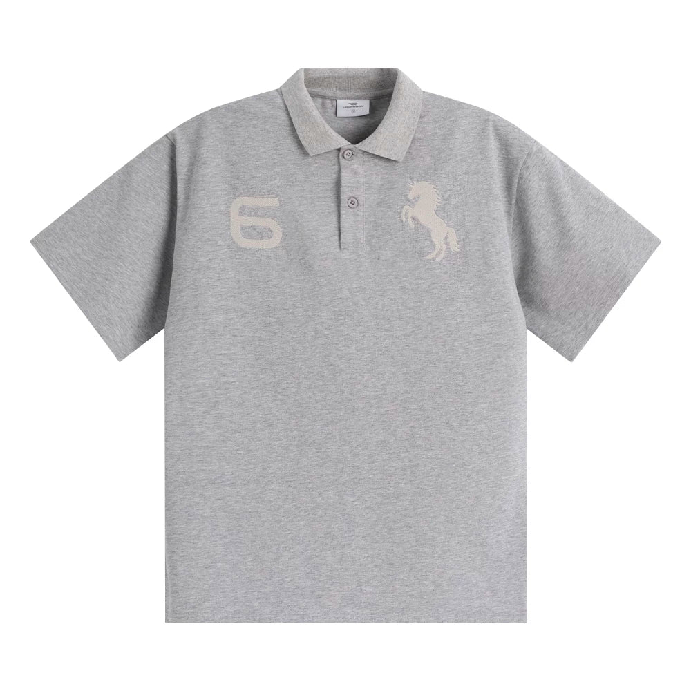 Loopsoon Chest Double Embroidered Casual Lapel Tee