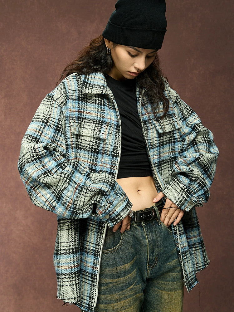 YADcrew Plaid Shirt Jacket