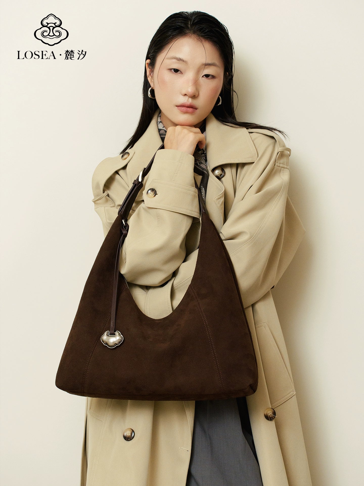 LOSEA New Chinese Cowhide Fleece Ruyi Underarm Bag