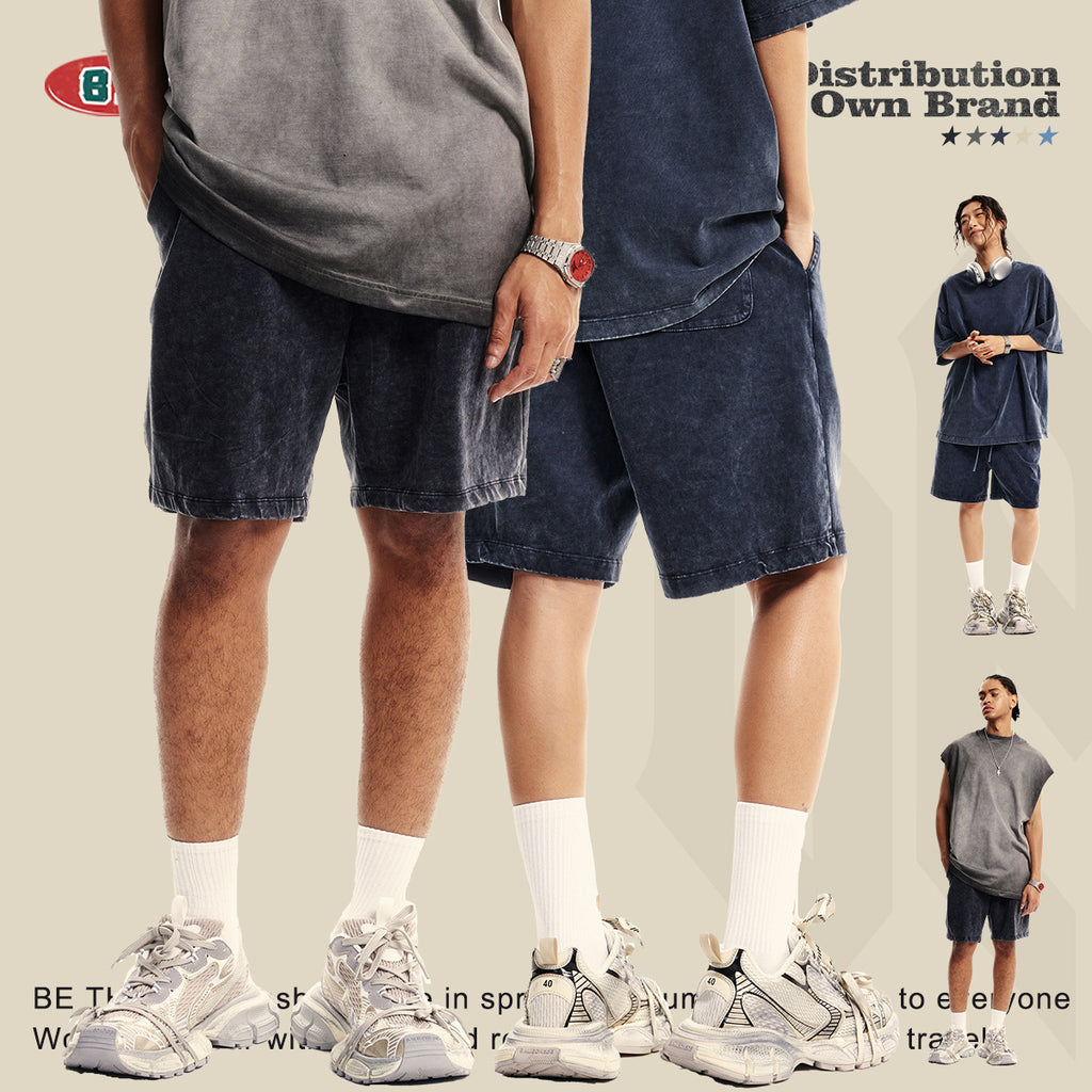 BE Five-point Washed Snowy Shorts
