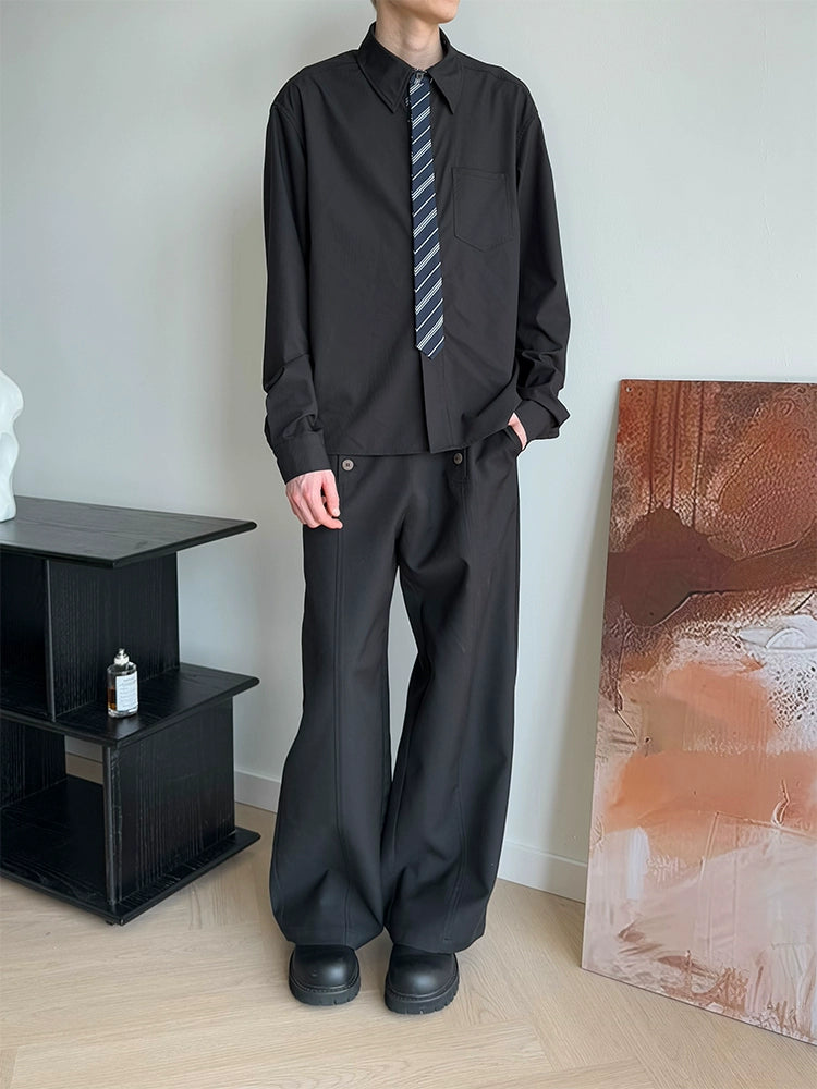 KREATE Stitched Plaid Long-sleeved Shirt