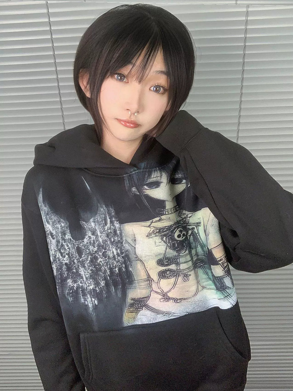 WEBBAR Acid Metal Girls Fleece Thick Sweater