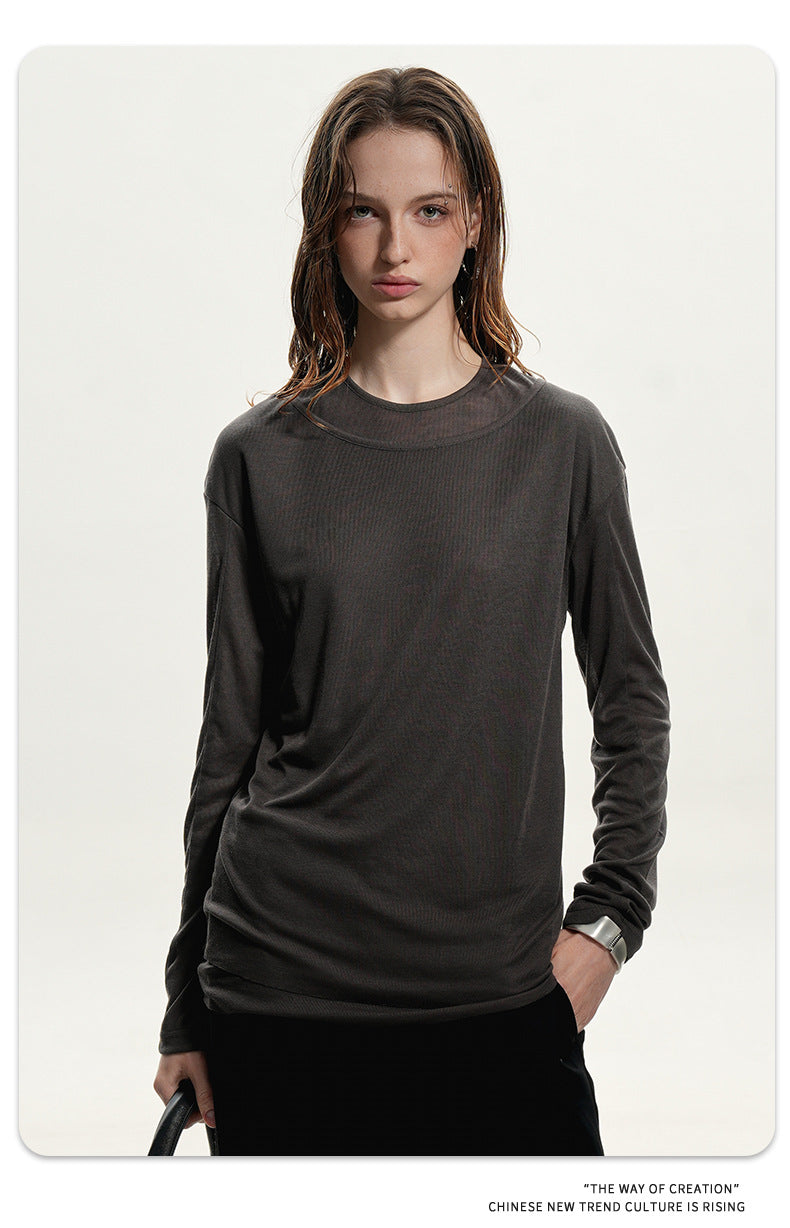 11KN Breathable Simple Anti-wrinkle Skin-friendly Slim Long Sleeves