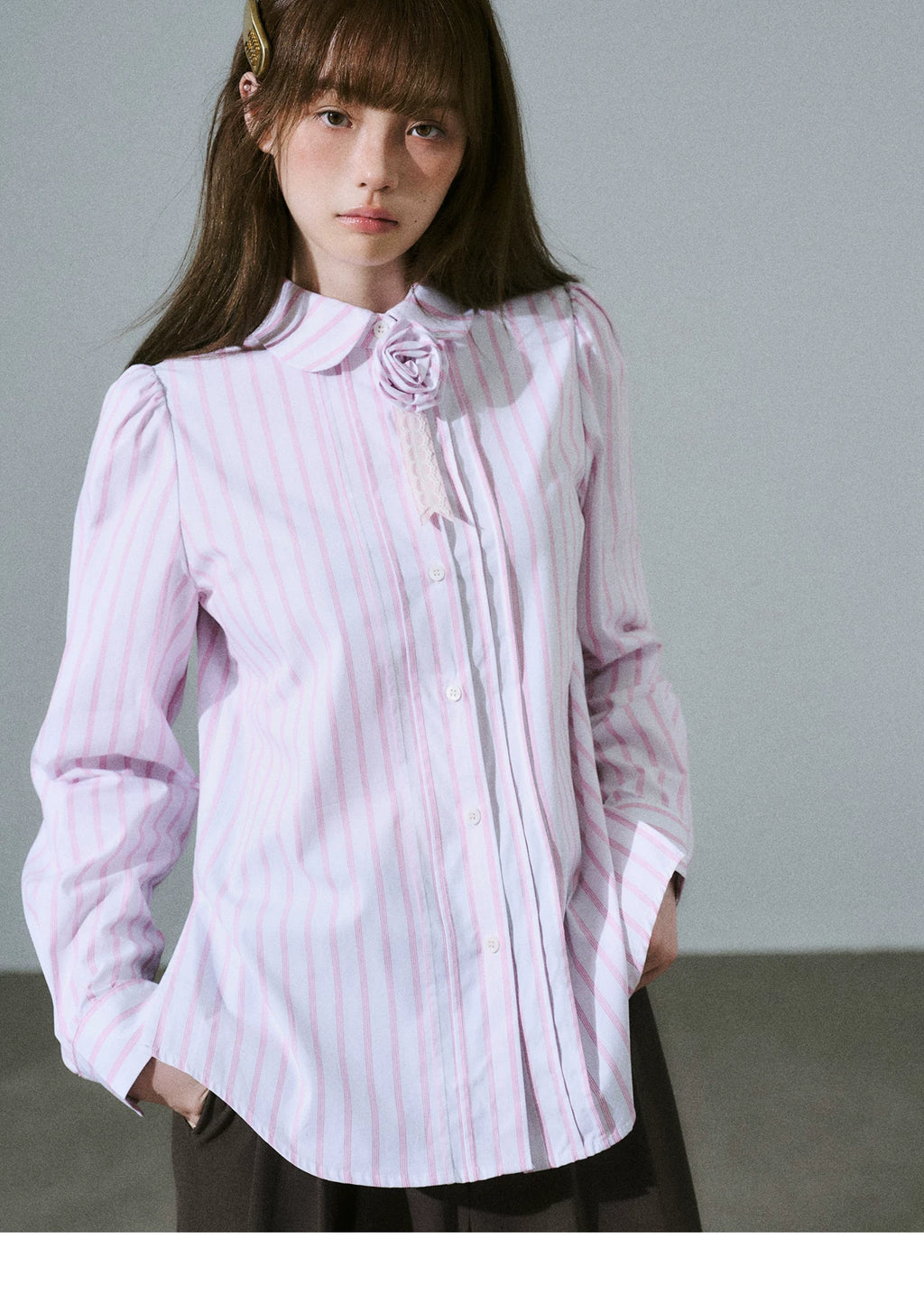 LOST FOREST Casual Flower Long-sleeved Shirt