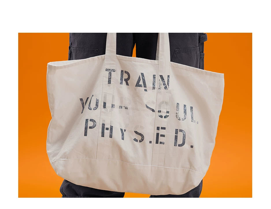 CryingCenter Vintage Alphabet Old Large Capacity Canvas Bag
