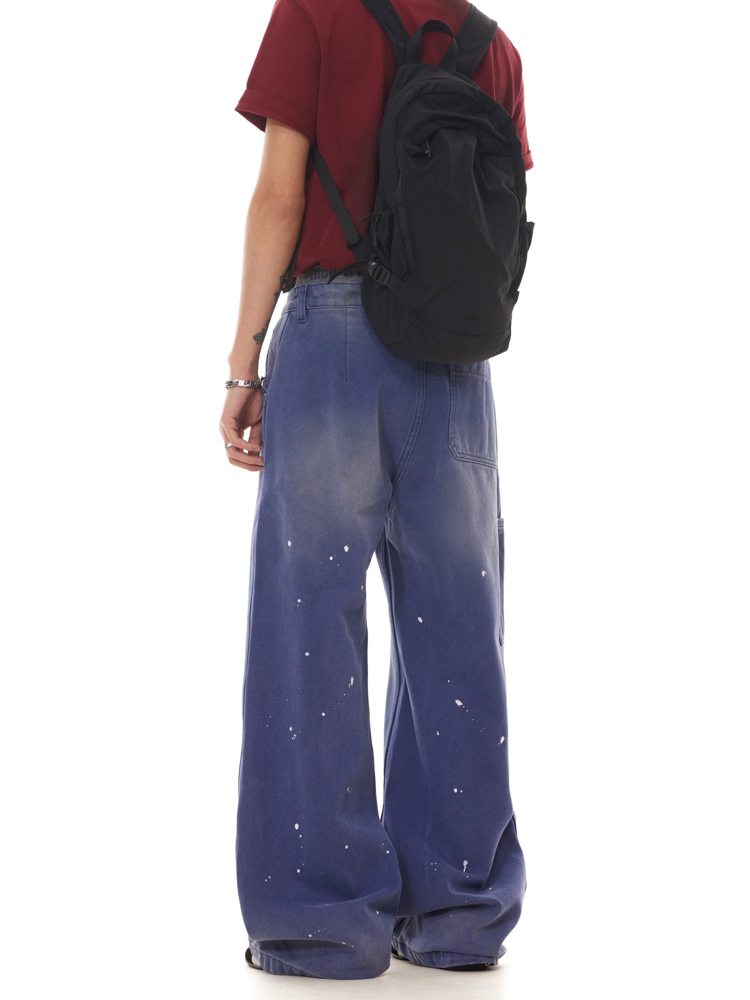 BTSG washed old ink splashing worn vintage legal blue Pants