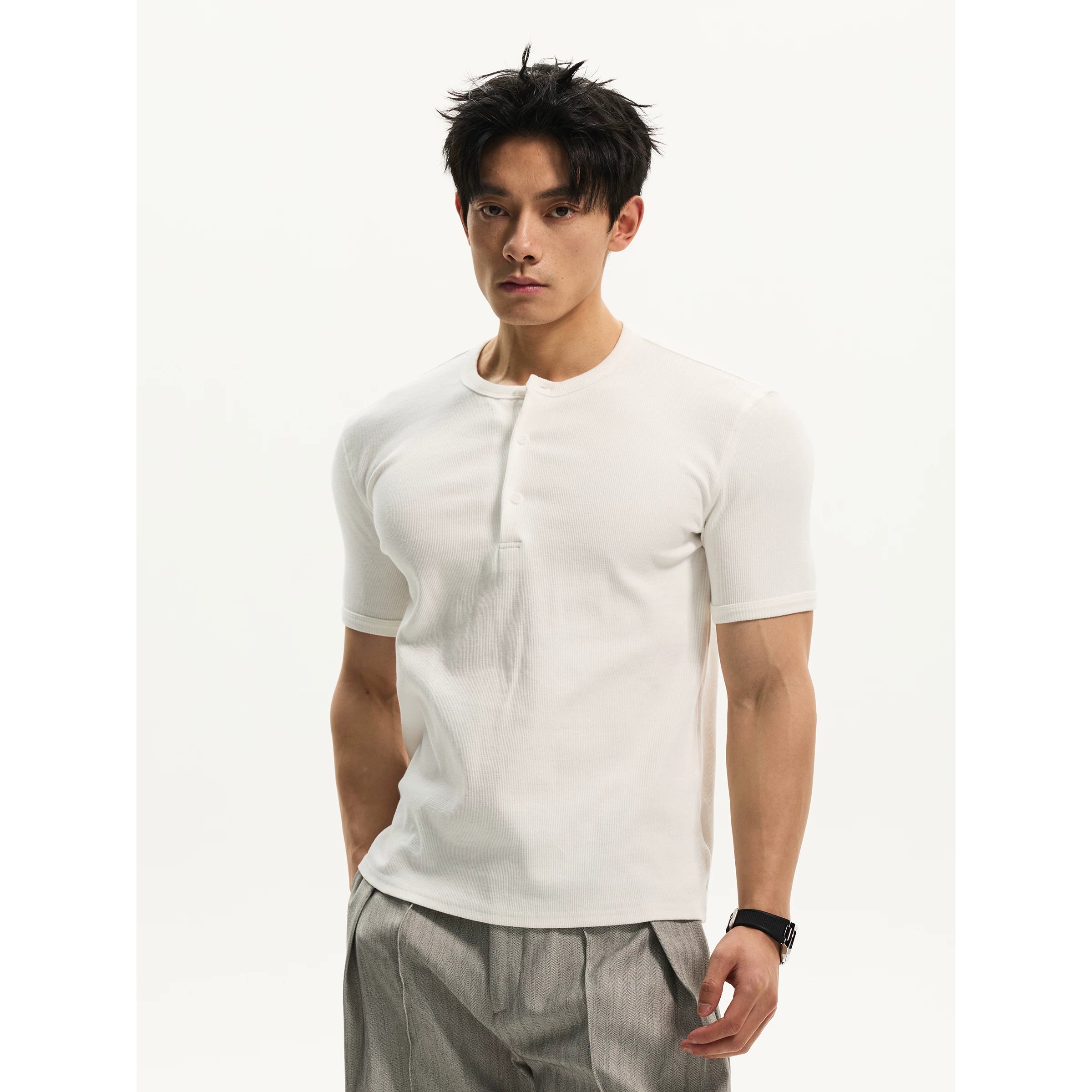 DAY NY Henry Collar Slim Fit Versatile Tee