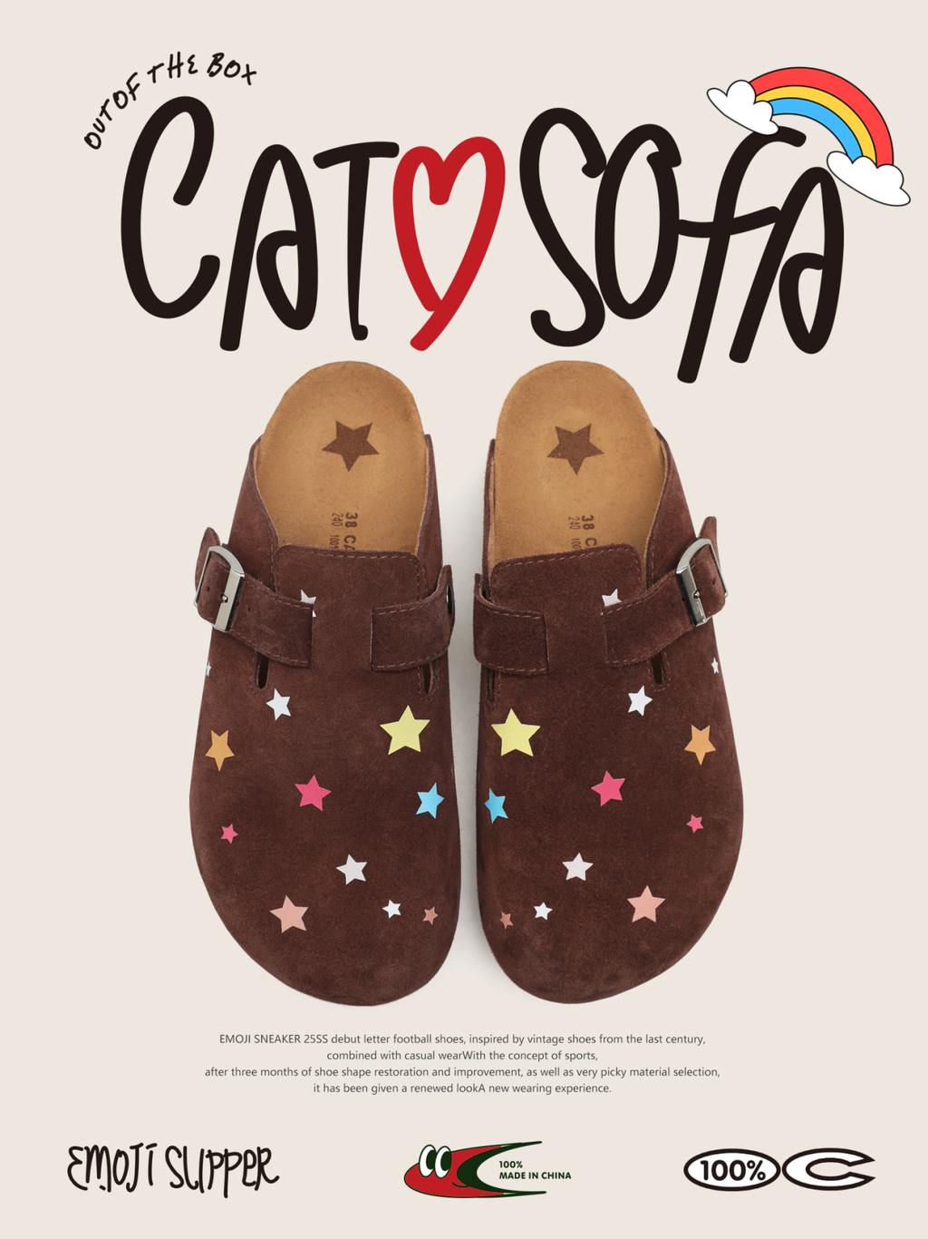 Cat & Sofa Colored Stars One Pedal Outside Wear Versatile Bag Head Cool Slippers