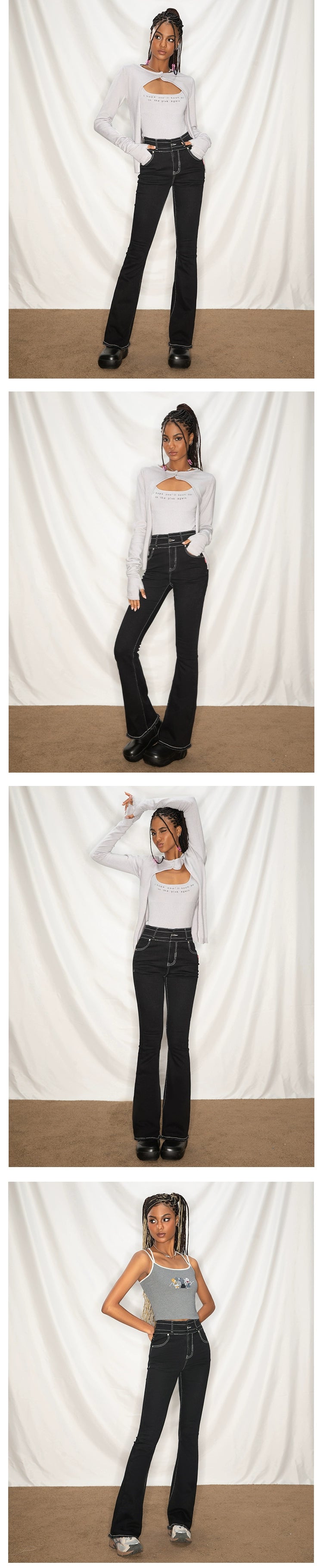 ABMY Super High Waist Spice Girl Versatile Slim Flared Jeans