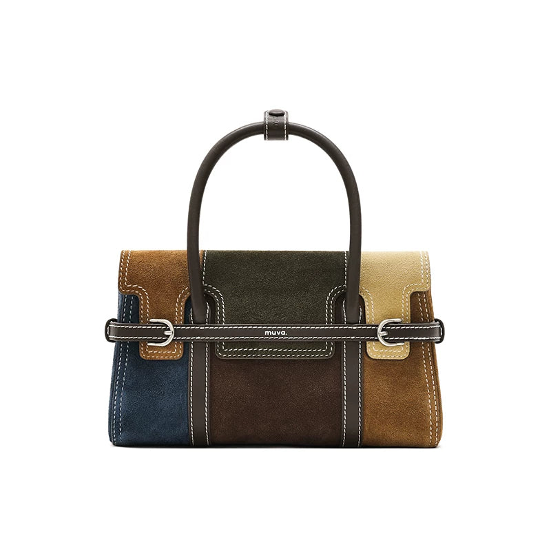 MUVA Leather Color Matching Messenger Small Square Bag