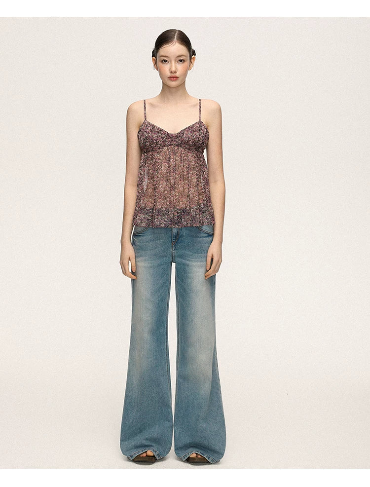 Anna Aneae High Waist Slim Loose Straight Mopping Jeans