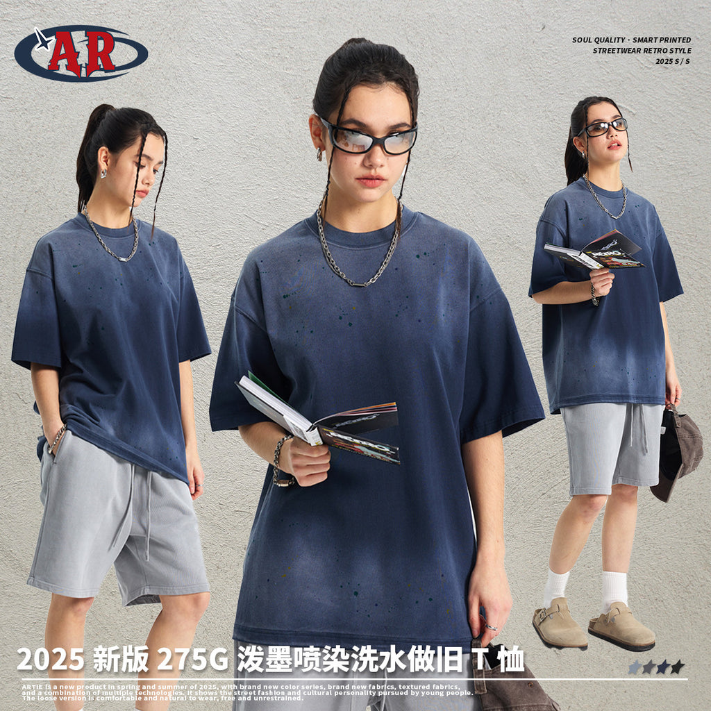 ARTIE Ink Spray Dyeing Old Washing Water Retro Tee