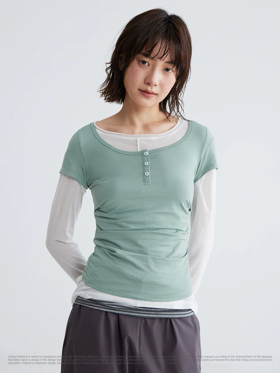 CryingCenter Round Neck Pleated Tee