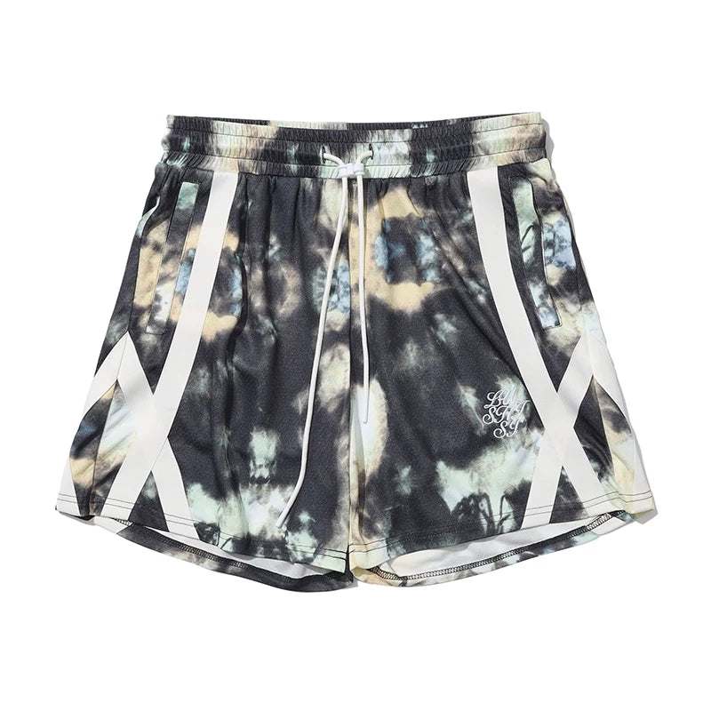 LUSHISI Stitching Drawstring Sports Shorts