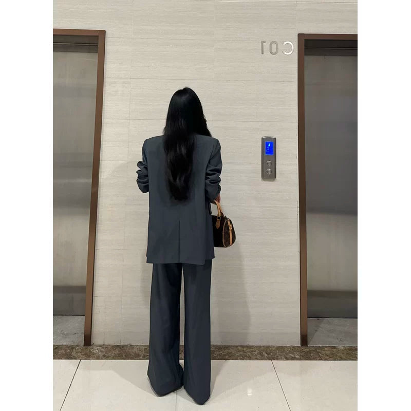 PANPANSTUDIO Simple Commuter Vest Wide-leg Pants Set