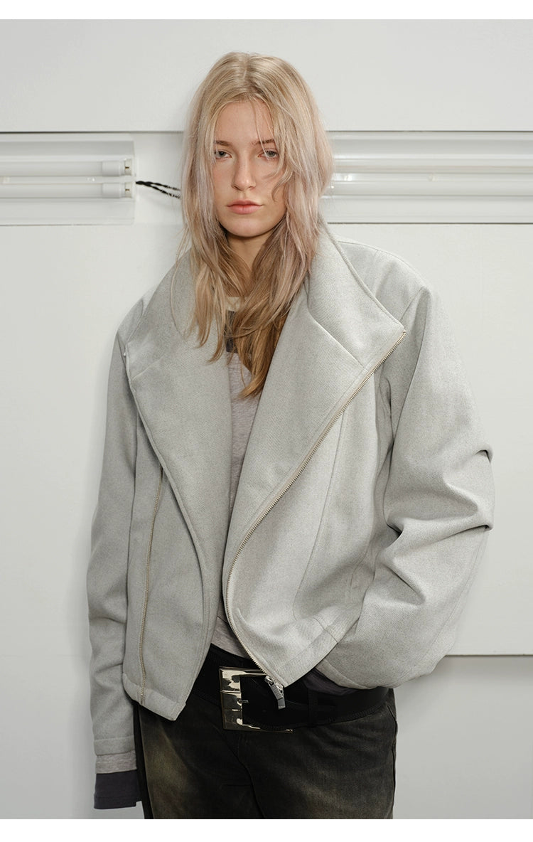 KREATE Diagonal Zipper Velvet Cotton Jacket Thick Jacket