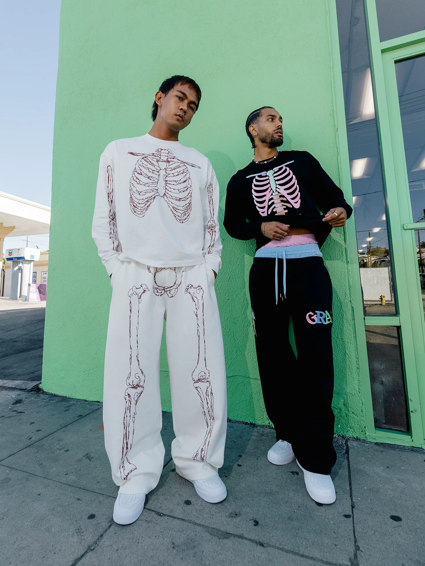 GRAF Casual Skeleton Embroidered Double Trousers