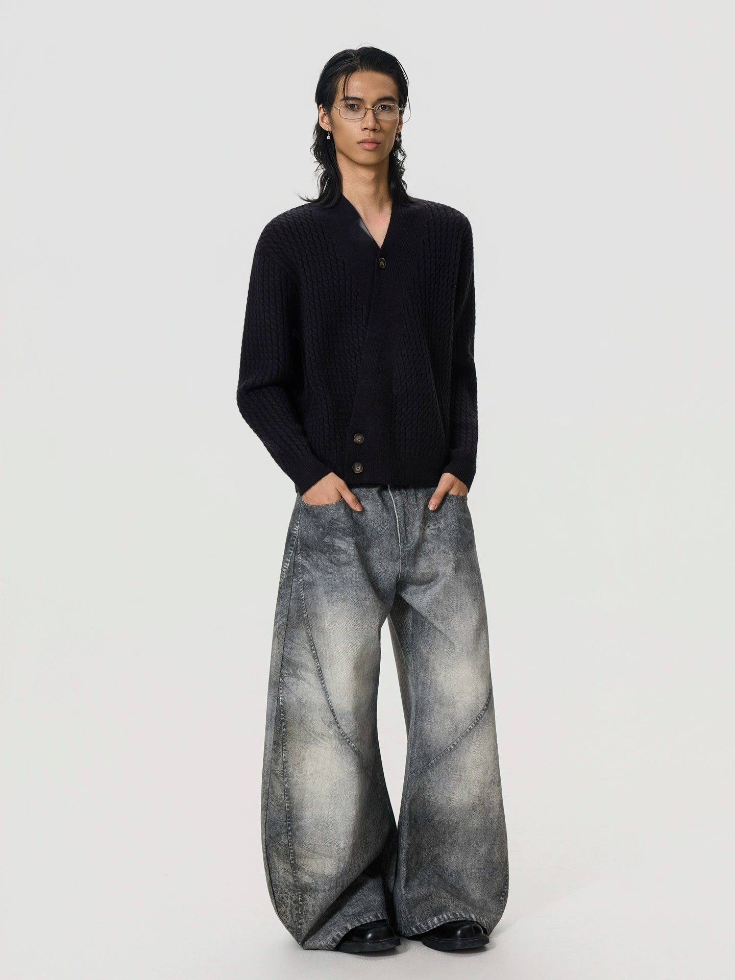 BTSG Vintage V-Neck Slack Cardigan Sweater Jacket