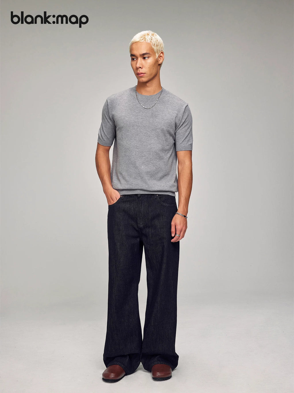 Blank Map Loose Straight Jeans