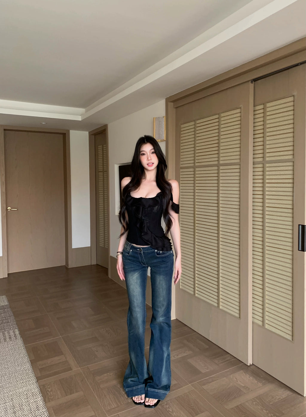 WITHMIN Retro Low-rise Micro-pull Jeans