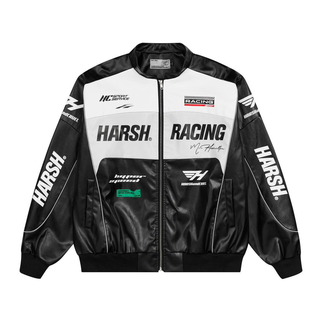 Harshandcruel Vintage Racing Suit Faux Leather Jacket