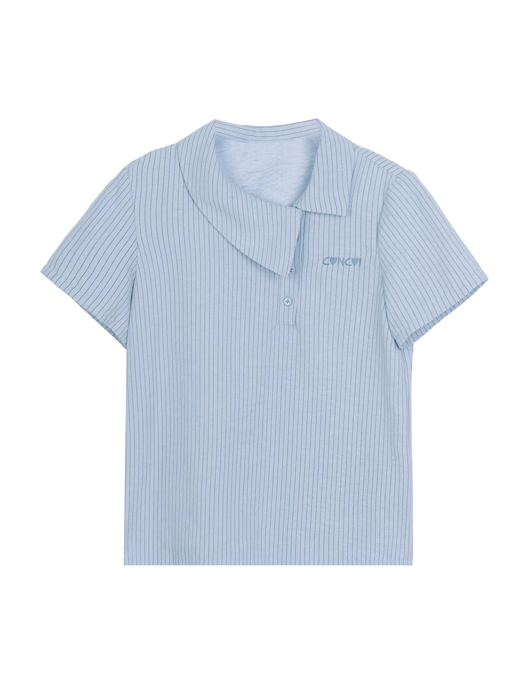 XUJING POLO Collar Striped Short-sleeved Shirt