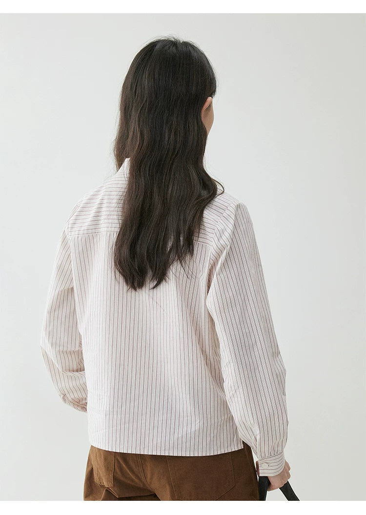 VOOE Striped Half-open Zip Shirt