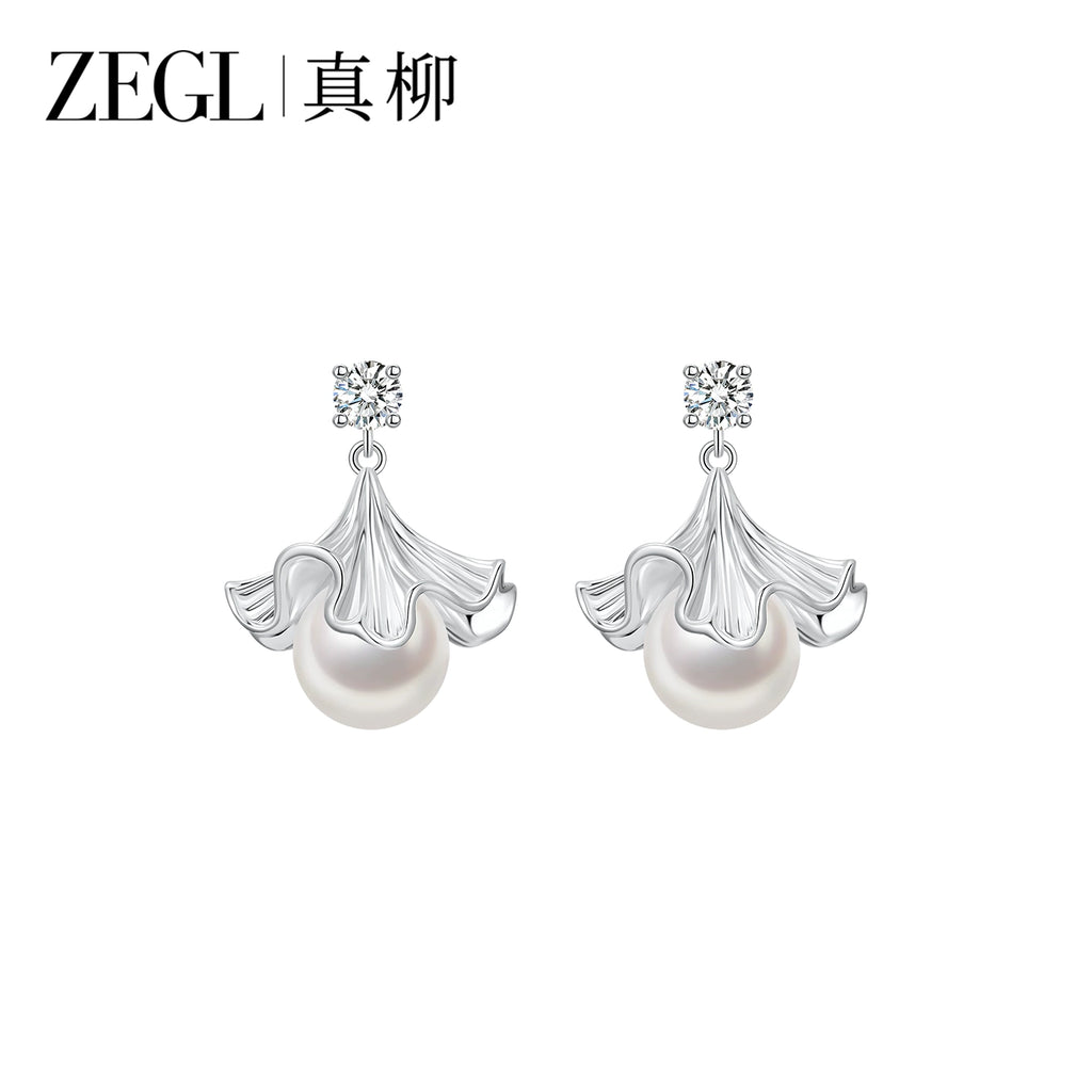 ZEGL Pearl Flower Stud Earrings