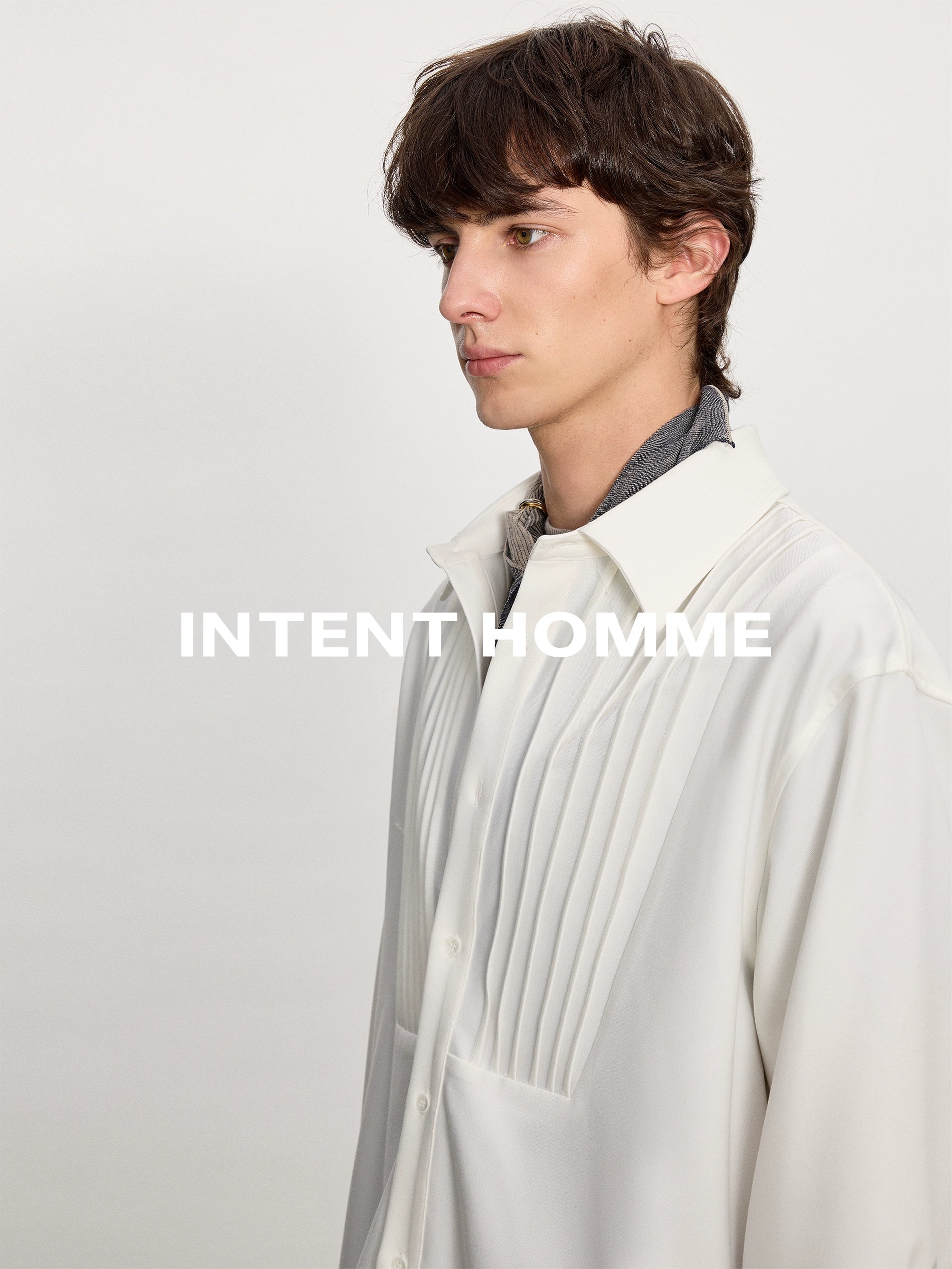 INTENT Minimal Anti-wrinkle Short Wide Lapel Long Sleeve