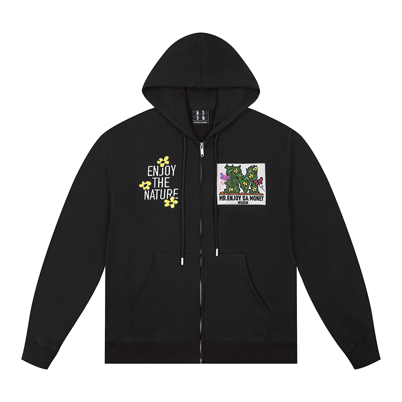 MEDM Natural Elements Large M Fleece Zip Hooded Sweater