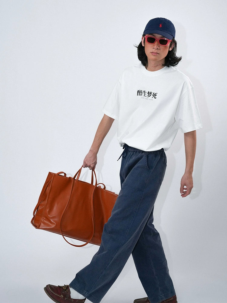 O3PARK "Drunk To Death" Fun Text Print Tee