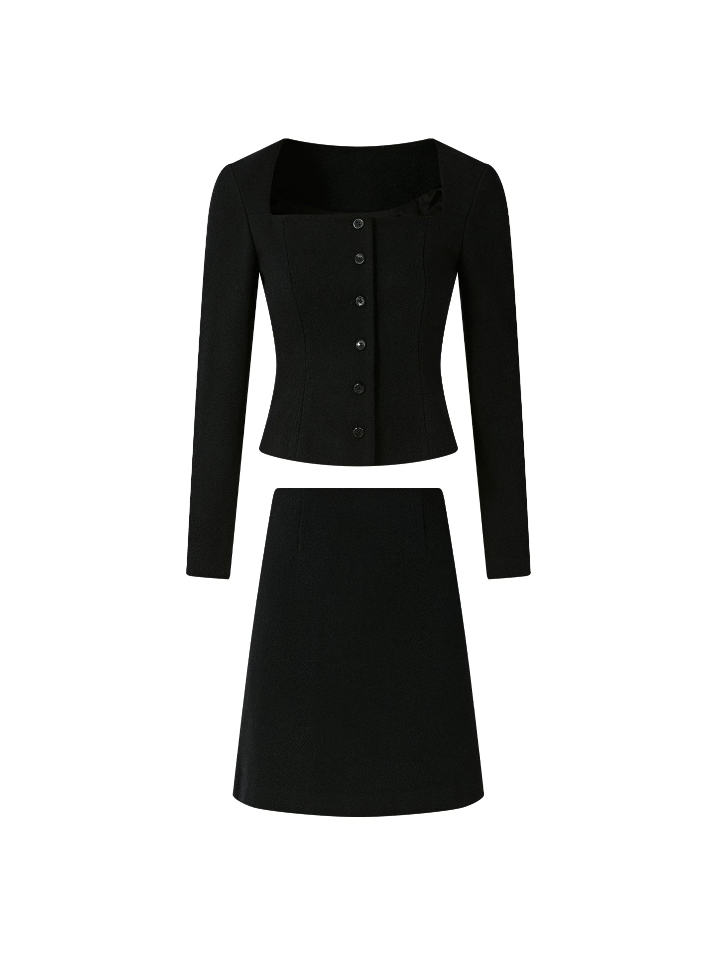 FINDYAWINGS Temperament Square Collar Small Fragrant Skirt Set