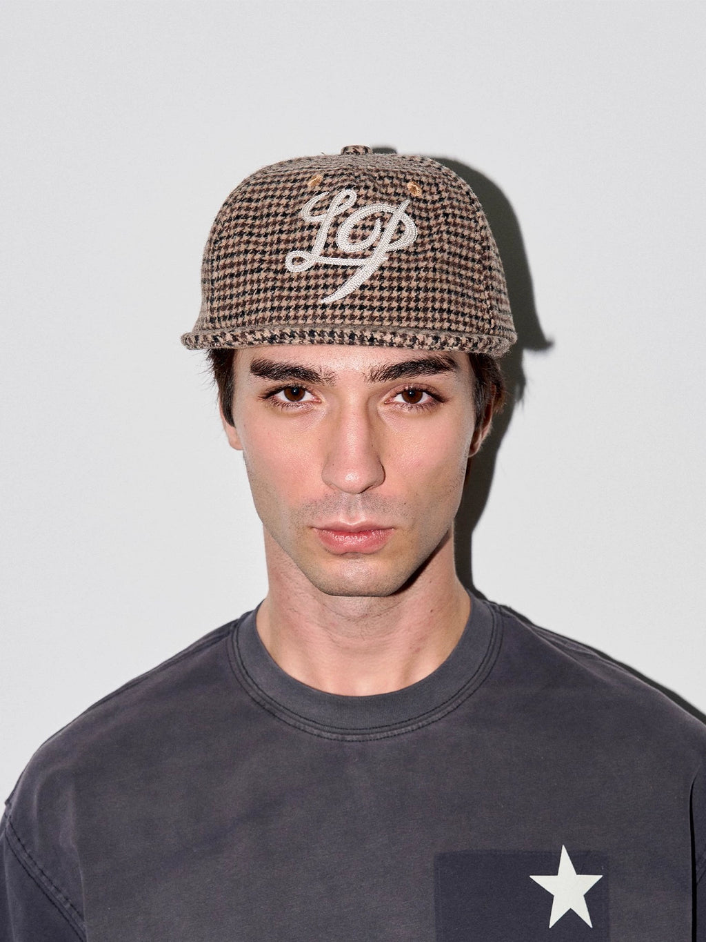 LIBERAFIT Wool Thousand Bird Grid Chain Embroidered Baseball Cap