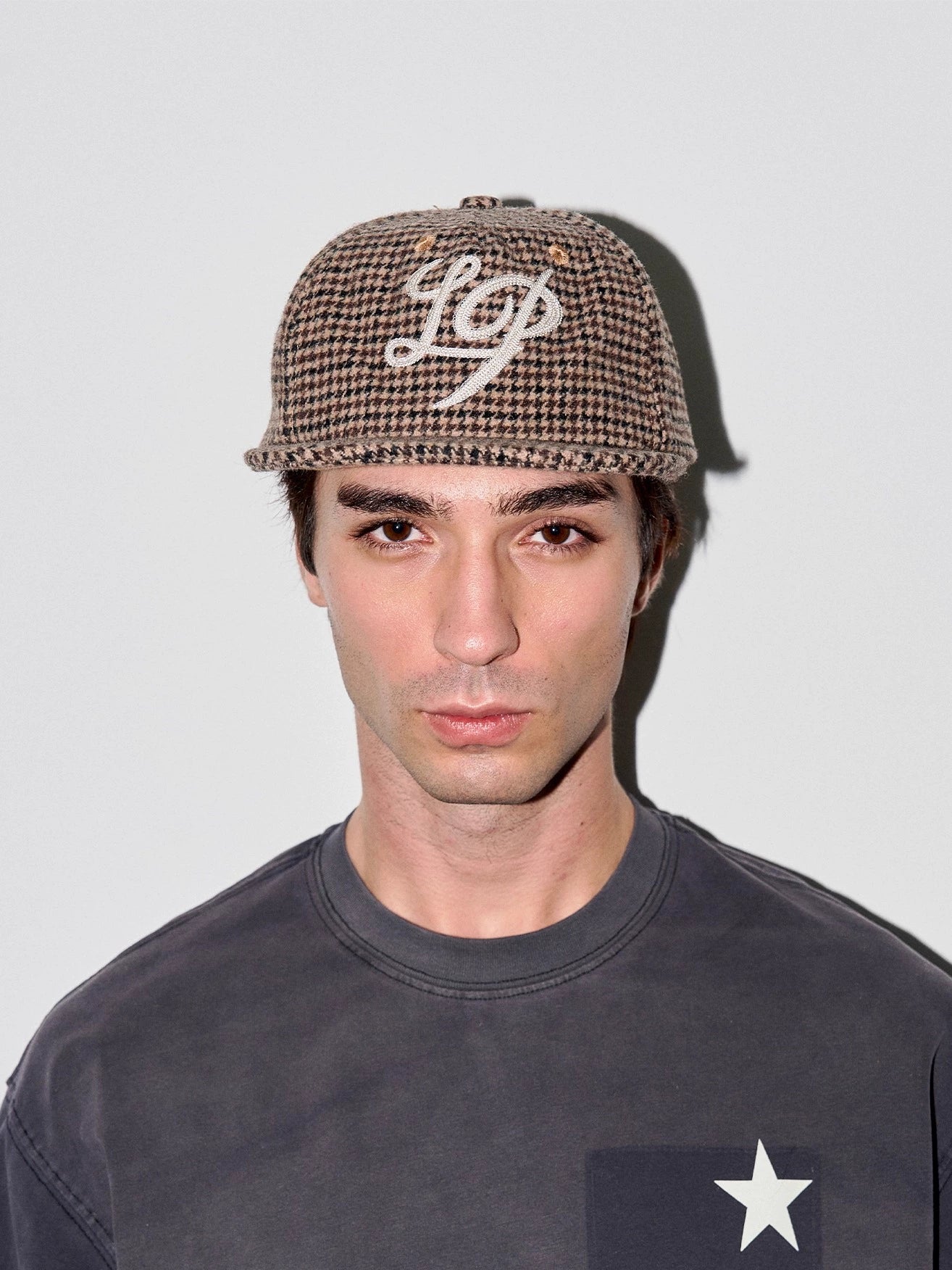 LIBERAFIT Wool Thousand Bird Grid Chain Embroidered Baseball Cap