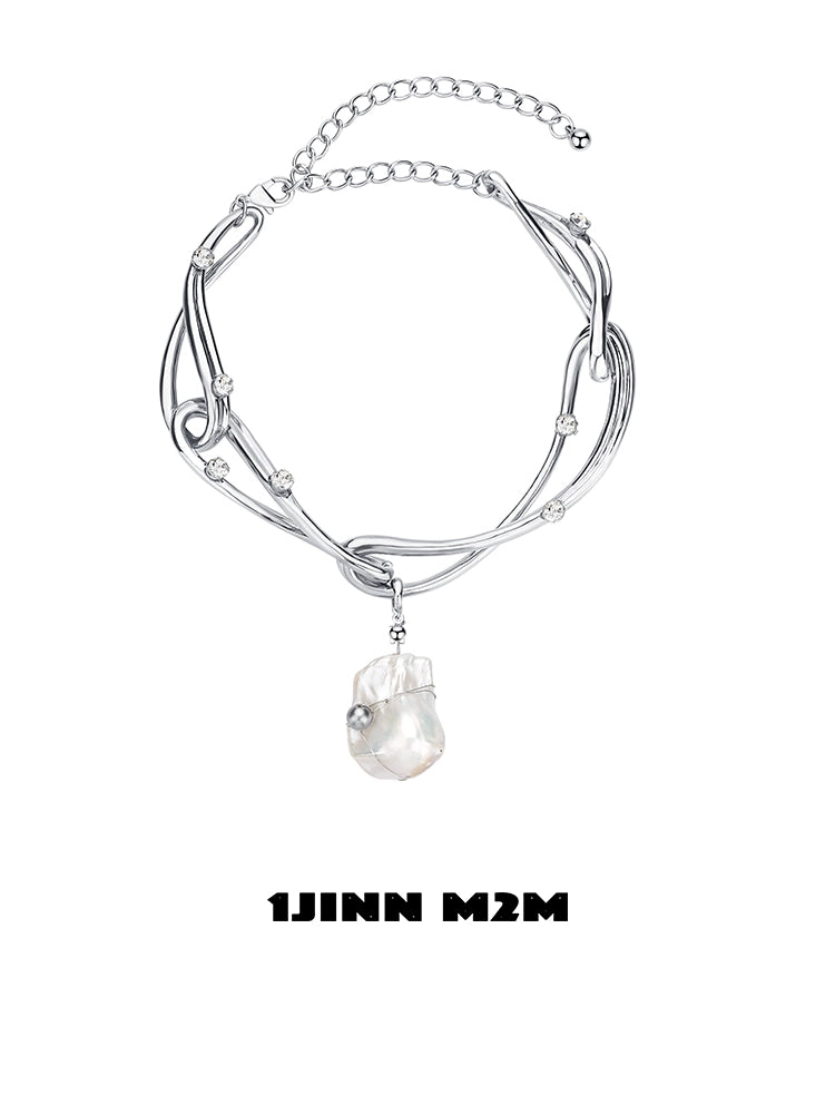 1JINN Pearl White Gold Necklace
