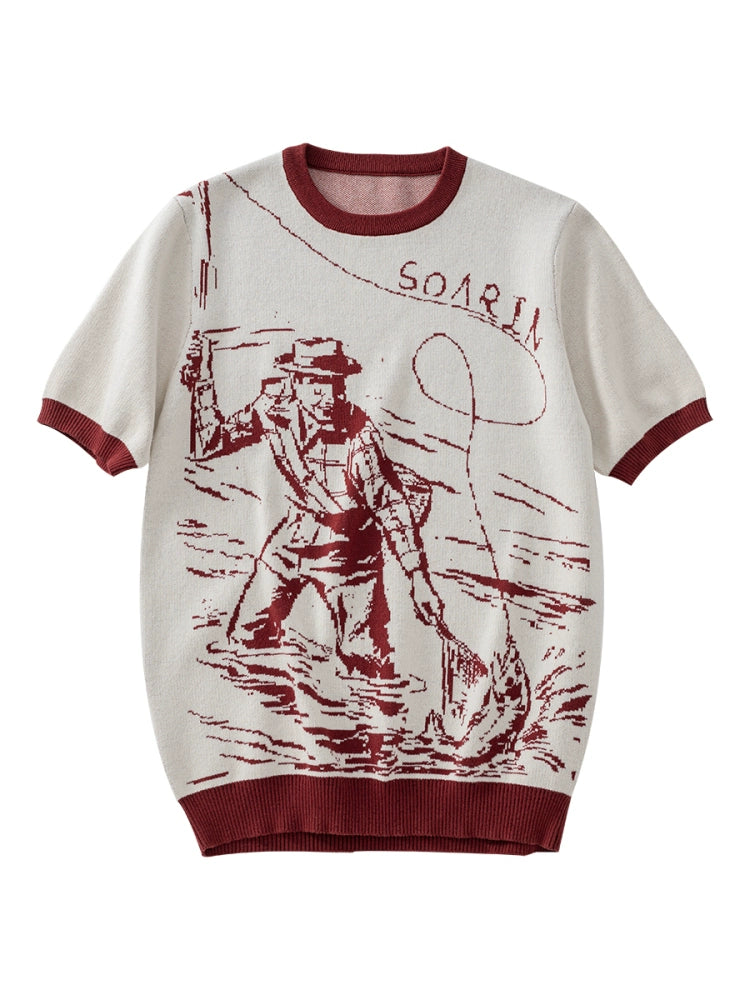 SOARIN Character Pattern Casual Loose Knitted Tee