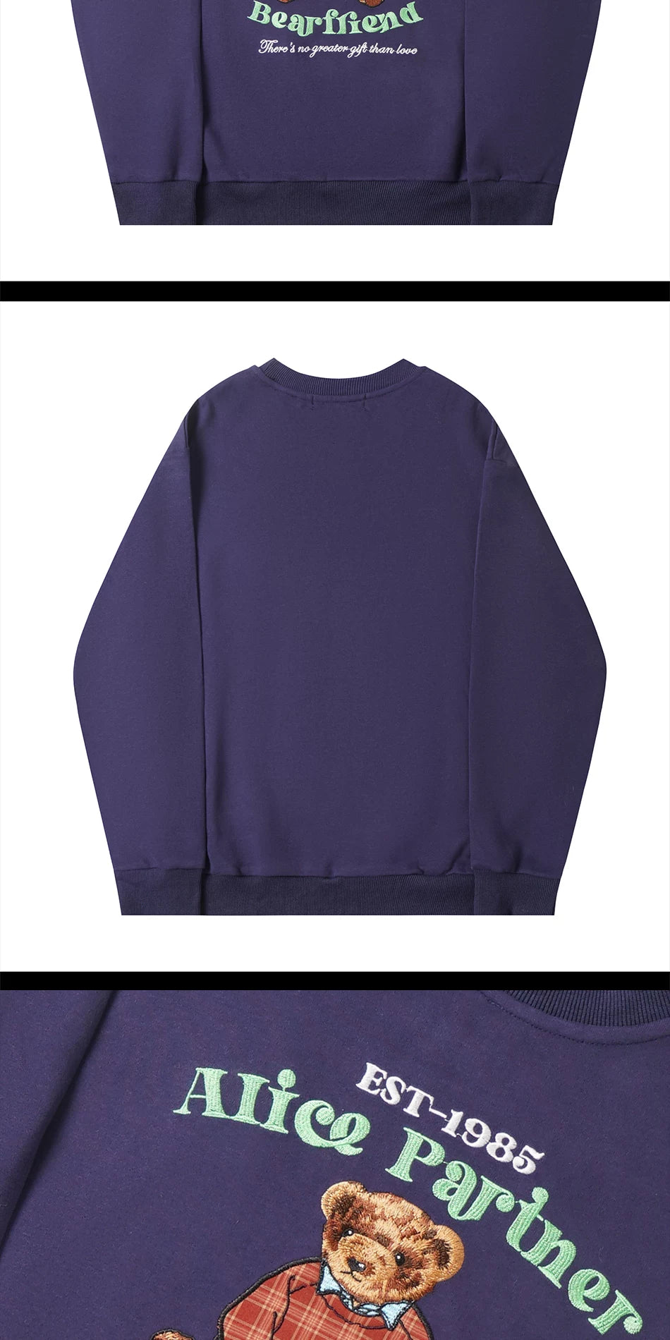 Zuocisankon Personality Cute Bear Print Long Sleeve