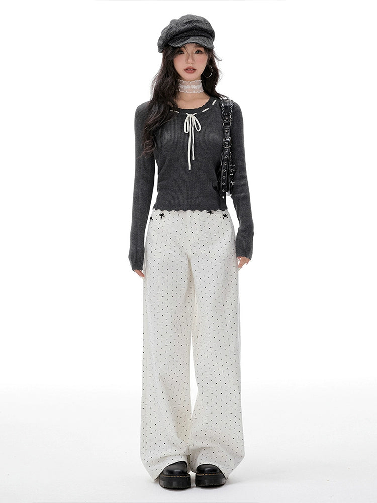 Imone Contrasting Straps Slim Stitching Sweater Knitted Sweater