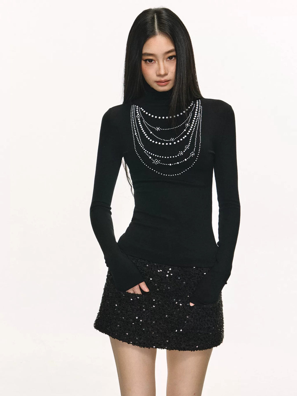 Anna Aneae Turtleneck Hot Diamond Slim Slim Long Sleeves