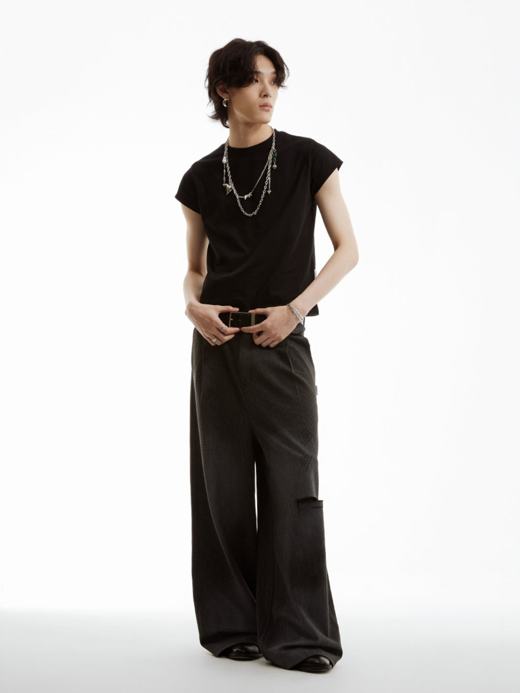 FUNKYFUN Qiandongge Knife Cutting Mouth Spray-painted Trousers