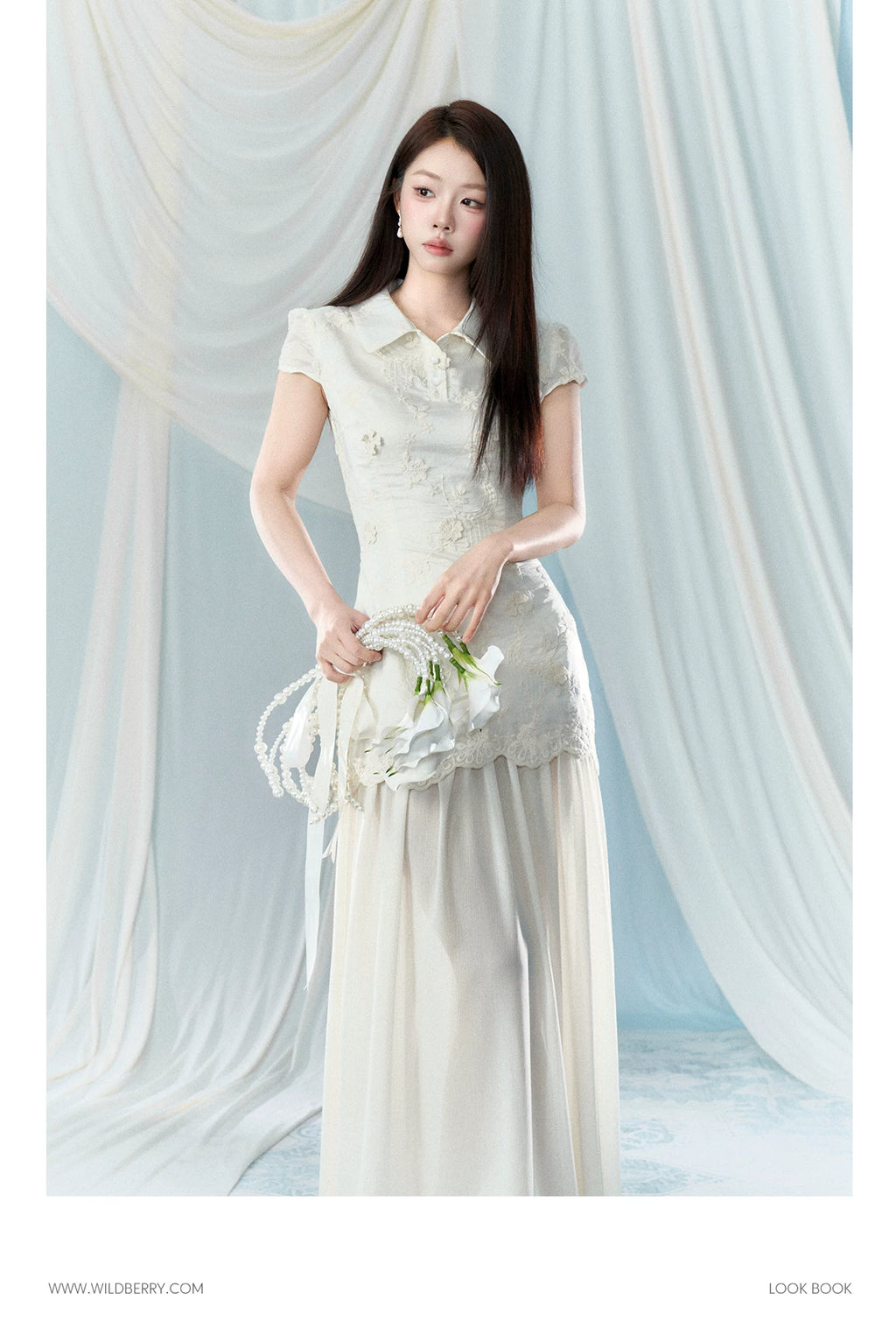 Wildberry Splicing Waist Embroidery Dress